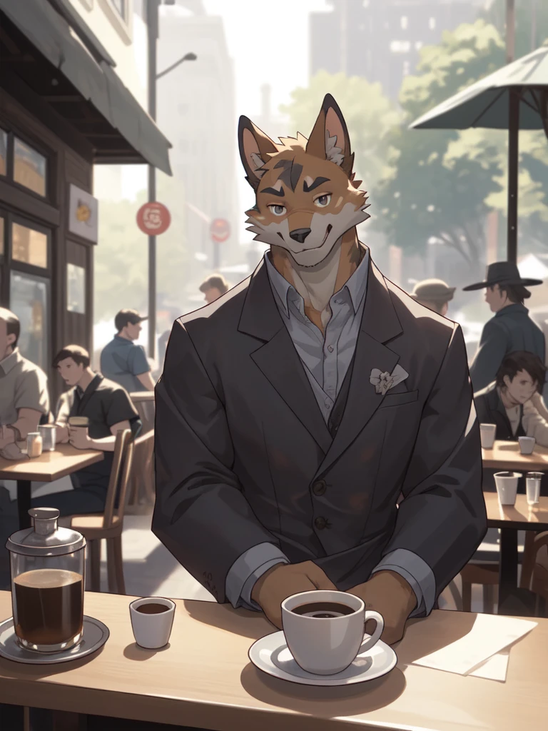 calico cat, cafe, coffee, by littleblackalas Anthropomorphic Dragon, 4K, high resolution, best quality, Posted on e621, Solitary, human body, male, aldult, male, , Correct anatomy, (icon), (Blurred background, out of focus background:1.2),, (From wfa:1), (author：taran fiddler:0.5), young, (Cartoon shading, Cartoon shadow:1.2), black line drawing, black outlines, Flat shading, (Strong shadows, Dark Shadows:1.2), Dynamic poses, portrait, Close contact with the face,