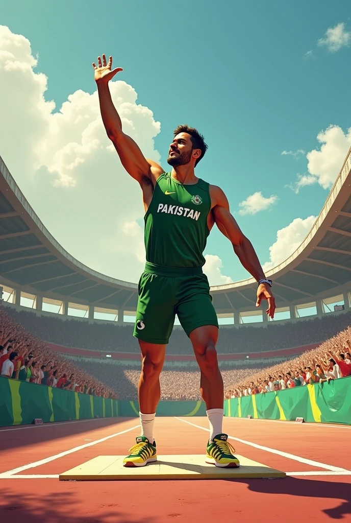 ๐ฅ ๐๐๐๐๐๐๐ ๐๐๐๐ ๐๐ ๐๐๐๐๐ ๐ฅ
Arshad Nadeem secures Pakistan's first Olympics gold medal since 1984 with a record 9๏ธโฃ2๏ธโฃ.9๏ธโฃ7๏ธโฃ metres throw! ๐คฉ
Make a Great Ai Pic as per the info mentioned above