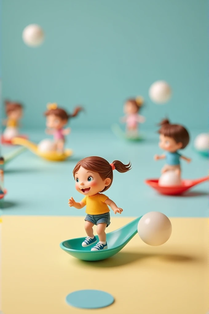 Spoon Race with Balls Materials: Plastic spoons and ping-pong balls (or other small and light objects).
How to play: Children hold a spoon with a ping-pong ball and must walk slowly from one point to another in space.. You can set a short route so there is no need to run.. If they drop the ball, They must start over.