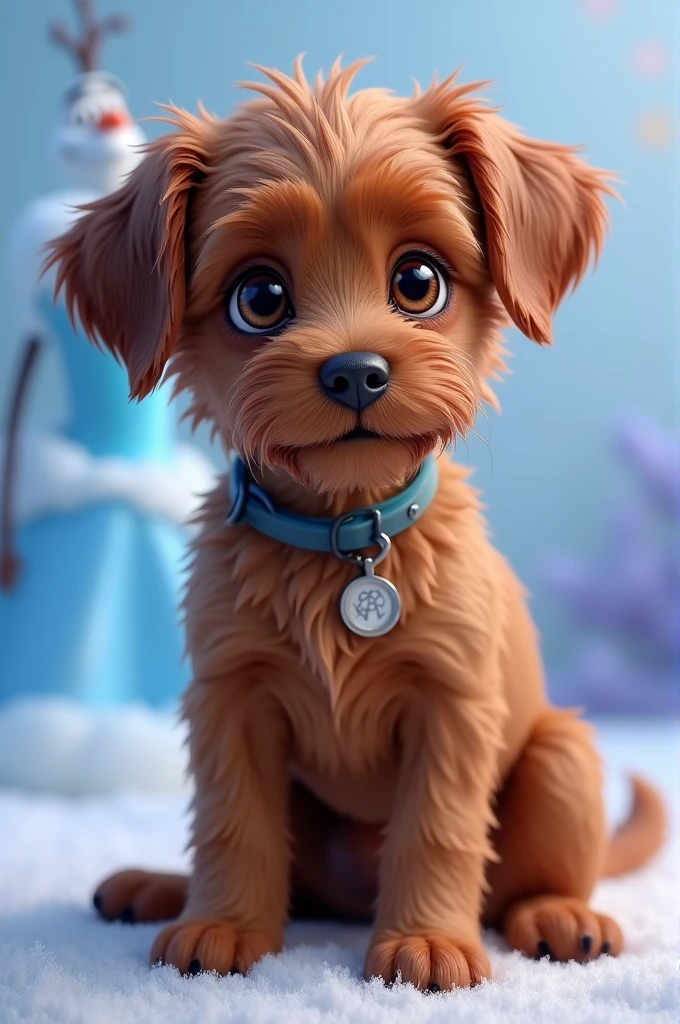A one-year-old caramel  with a  with straight, dark hair who loves Frozen
