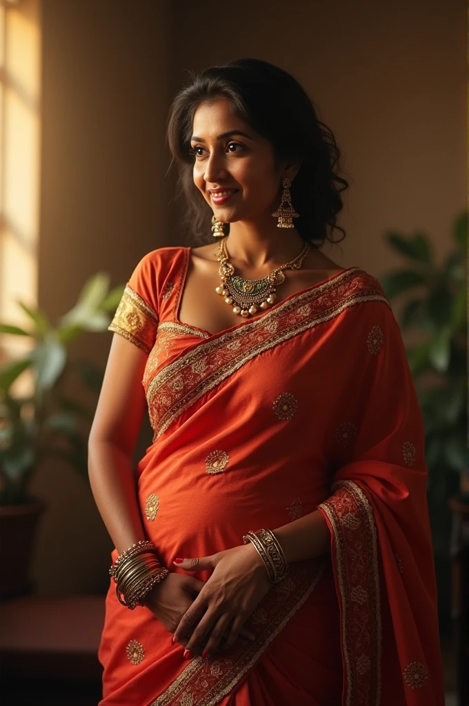 Indian aunty navel cleavage saree seductive