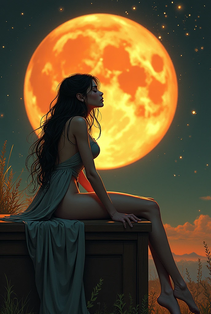 a Sprite female laying on a table character design, in a dark sun fantasy art style