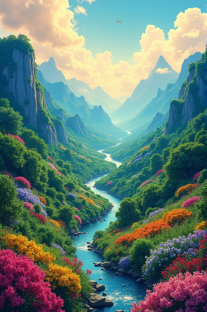 Composition of natural landscape in polychromy and contrast