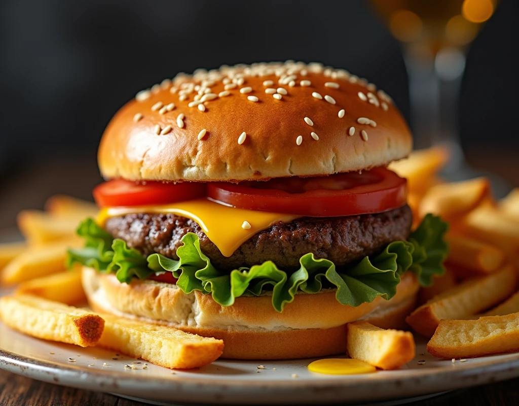 hamburgers with fries
