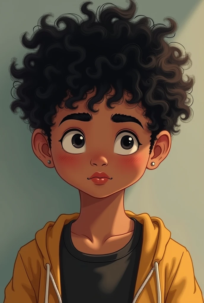 passive boy with light skin, black and tender hair