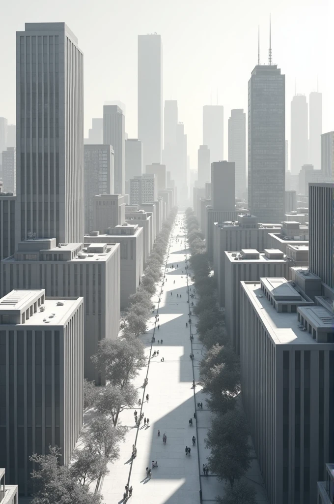 Composition of cityscape in monochrome with pattern and rhythm  