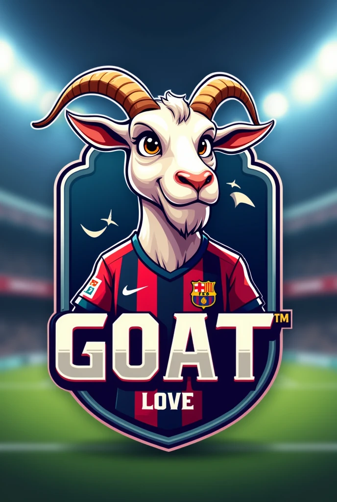 Hello, Can you create a goat logo for me?, for a football store, the logo inspired by a goat representing what the G is.O.A.t. Great of all times like Messi and Cristiano Ronaldo. Let it be creative and animated style. Football reference