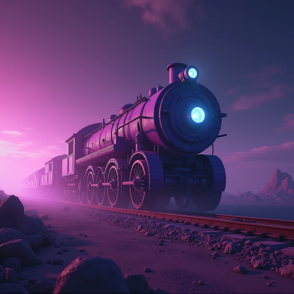 Beeple, alien, locomotives, space, purple