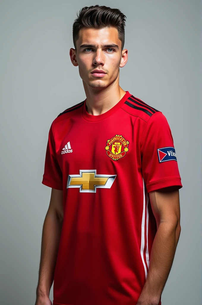 Generate a photo of the American footballer Christian Pulisic wearing the Manchester United shirt.