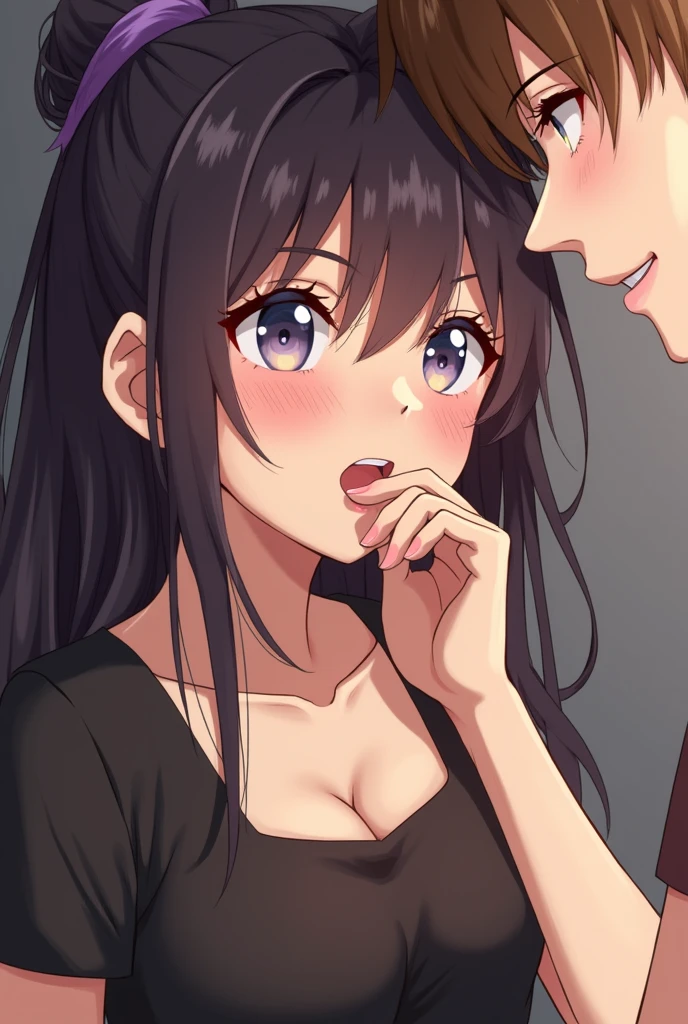 Anime woman getting throat fucked by a man and his penis