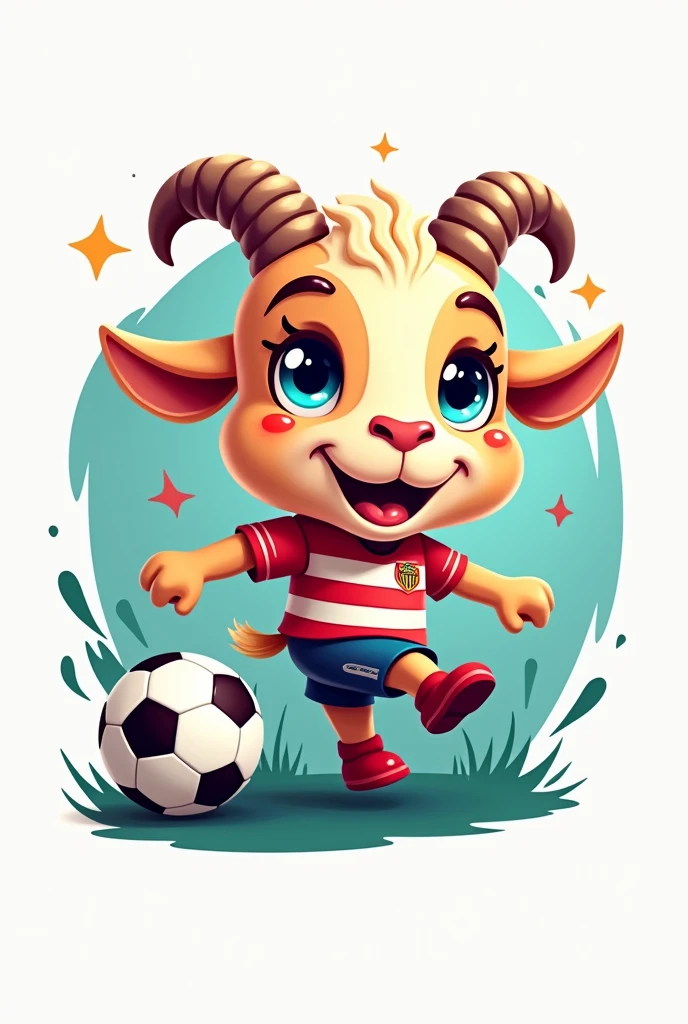 Hello, Can you create a goat logo for me?, for a football store. Let it be creative and animated style. Football reference. Logo for a company, a little goat with a soccer ball 