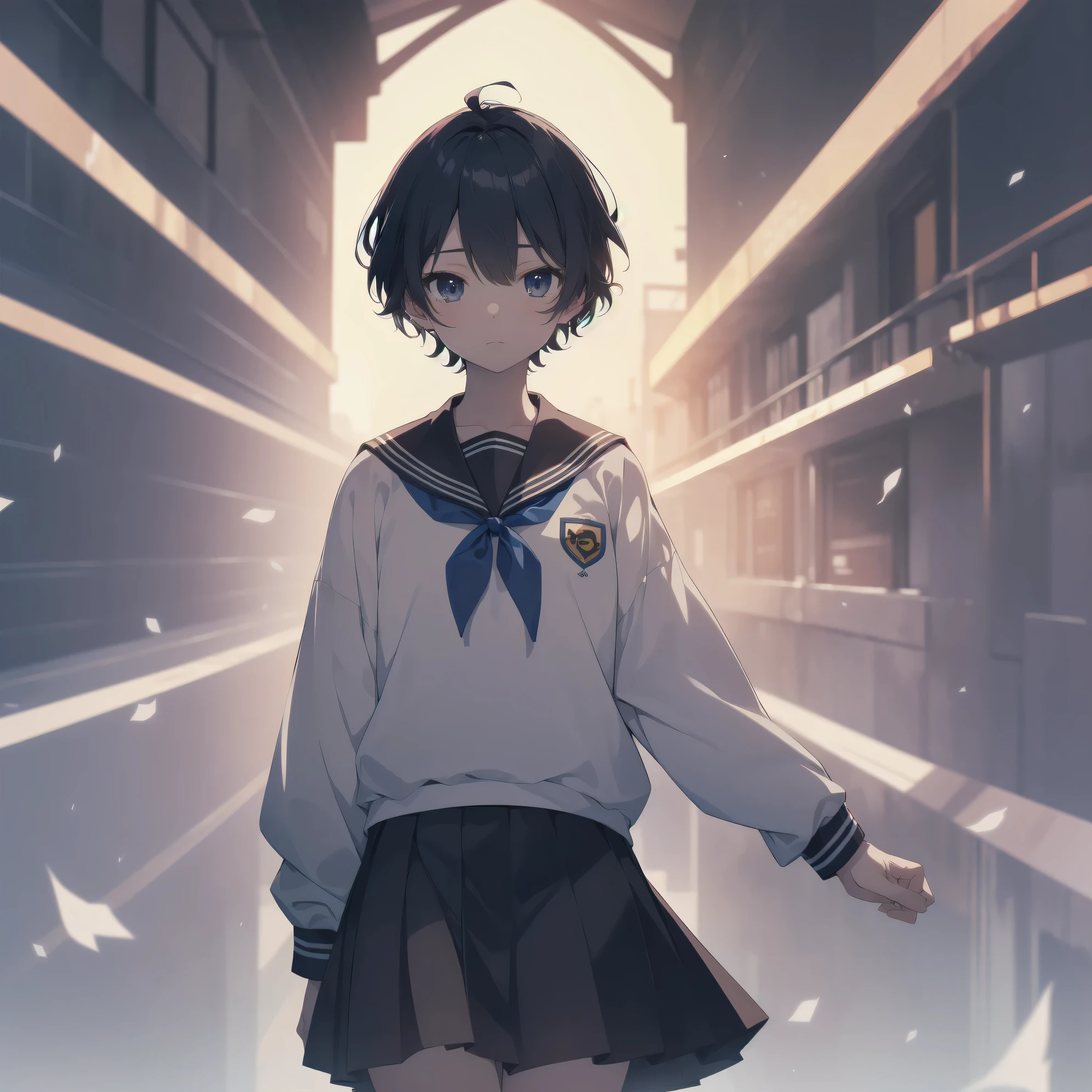 ultra-absurdres-Top quality by artist God, ultra-detailed, high resolution, anime moe artstyle, best anime 8k konachan wallpaper, pixiv contest winner, pool:2810, perfect anatomy,break, 1girl, (Please draw a girl walking sleepily to school alone. )break,(Solo,little female, 13-year-old:1.3),Full limbs, complete fingers,a junior high school student, (very short hair), short cut, flat chest, , small butt, small black eyes, beautiful detailed eyes, well-proportioned iris and pupils, expressive eyes, highres detailed hair, soft expression, salor school_uniform, sailor collar, serahuku, bow, pleated skirt,(Detailed Lighting), (Detailed background), in the School commute route. break,super detailed skin, Best cinematic lighting powered by famous artist, 8k,beauty illustration,photoshop_(medium),very aesthetic,break,((artist:yd_(orange_maru) )), artist:clamp ,artist:carnelian ,artist:kantoku ,