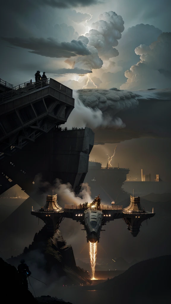Build an image depicting the pivotal moment of the concept of 'The Final Stand': a bridge between two worlds where a lone figure confronts two titanic forces. On one side, a mechanical tiger charged with electricity stands ready to strike, and on the other, an illuminated pegasus in golden armor channels mystical energy. The backdrop is a city where gothic spires rise amidst futuristic buildings under a sky alive with the chaos of a brewing storm. Additional warriors are seen clashing in the distance, adding to the sense of an epic battle. High-detail rendering for both the knight and titan, with a dynamic and stormy background. The model should emphasize the contrast between the gothic and futuristic architectural elements.
