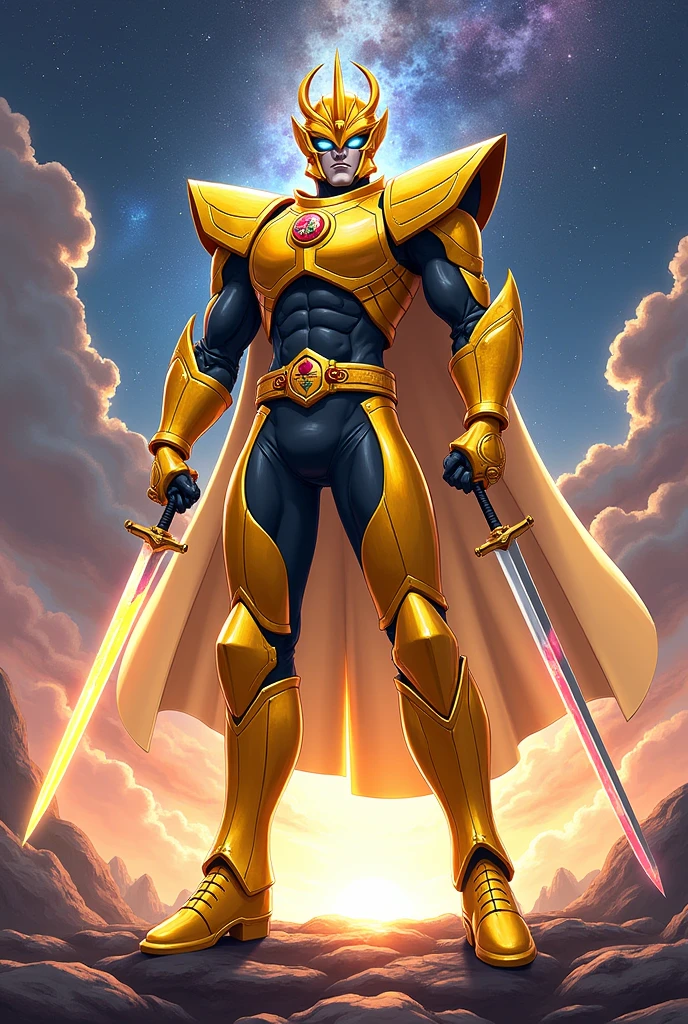 Saga the gold gemini knight in cdz anime style