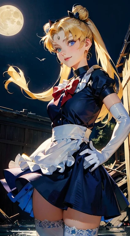 aausagi, double bun, twintails, parted bangs, circlet, jewelry, earrings, choker, red bow, white gloves, elbow gloves, blue skirt, standing, outdoors, bright light on the face,
( moon background:1.1),cowboy shot,
best quality, highly detailed,photorealistic, realistic, masterpiece, absurdres, detailed skin texture, (detailed eyes, deep eyes,detail hair:1.0),remarkable detailed pupils,
1girl,solo,(smile:1.2),(happy:1.1), narrow waist,large breasts, 8k,Realistic Skin Texture、Superrealism、Realistic Photo、A futuristic Japanese female soldier stands amongst rubble、Damaged moss green metal armor、Skull mark painted on armor、Painting of the unit and identification number、Peeling paint、Oil stains、Energy Rifle、fighting spirit、Detailed Description、Dynamic pose
Realistic portrait of the protagonist of the anime Sailor Moon (Super detailed,ultra high resolution,detailed background),((2D)),((flat color)),((colorful)),((floating colorful water)),1 girl,alone,looking at the viewer,break masterpiece, Highest quality, Portraiture, One Girl, (Alice in Wonderland:1.2), Blue clothes, White apron, Blonde, blue eyes, Usagi, Trump, Tea cup, White lace thigh high socks, Miniskirt lift, Dynamic pose,Electro Swing1woman, makima, beauty face, cool vibe, detailed
