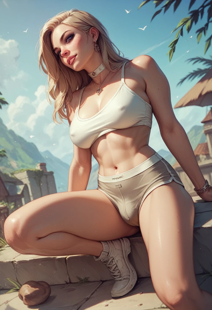 realistic, masterpiece, 1girl, white panty, poop bulge ((bulge only)), dirty panty