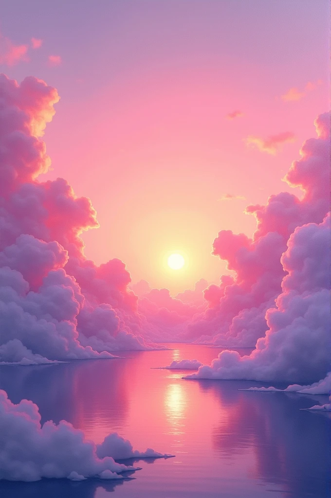 a painting of a pink sunset on a canvas 