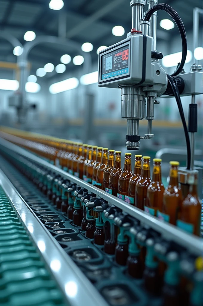 Bottle filling machine with conveyor belt 