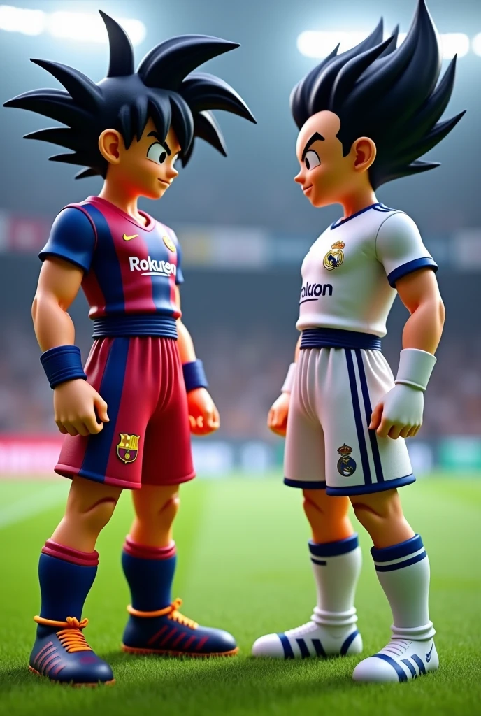 You can create Goku with the Barcelona uniform and Vegeta with the Real Madrid uniform in 3d