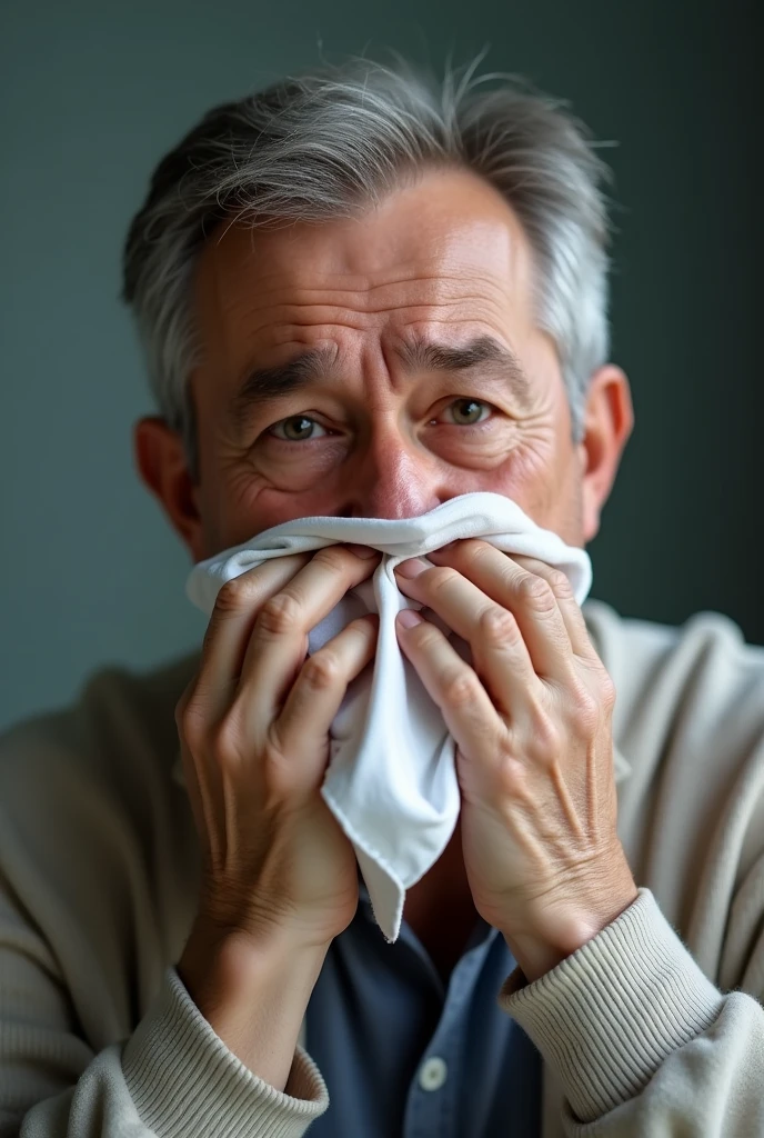 Please create an image of a person with sialorrhea which is a condition in which there is excessive production of saliva in the mouth