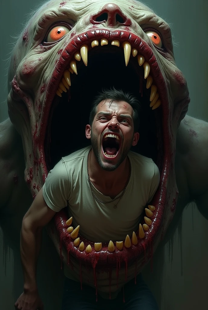Make a simple man in the zombie's mouth