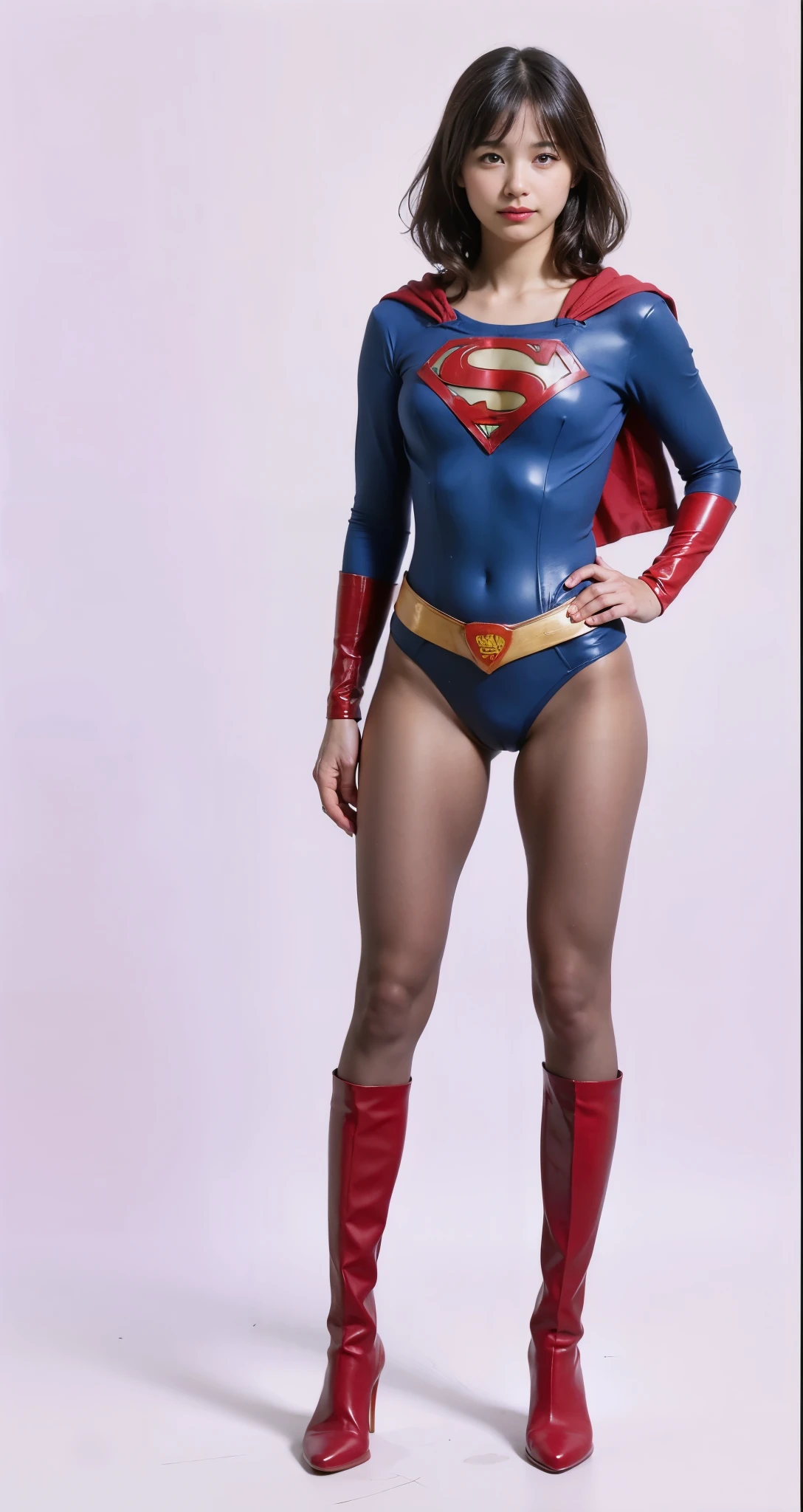 No background、(((Beautiful legs in black tights.)))、(((Legally express the beauty of your smile)))、((((Make the most of your original images)))、(((体にぴったりフィットするSupergirl Costume)))、(((Supergirl Costume)))、(((Beautiful hair with twin tails)))、(((suffering)))、(((Please wear black tights....、Wear red boots)))、((Best image quality、8k))、((Highest quality、8k、masterpiece:1.3))、(((Preserve background )))、Sharp focus:1.2、Beautiful woman with perfect figure:1.4、Slim Abs:1.2、Wet body:1.5、Highly detailed face and skin texture、8k