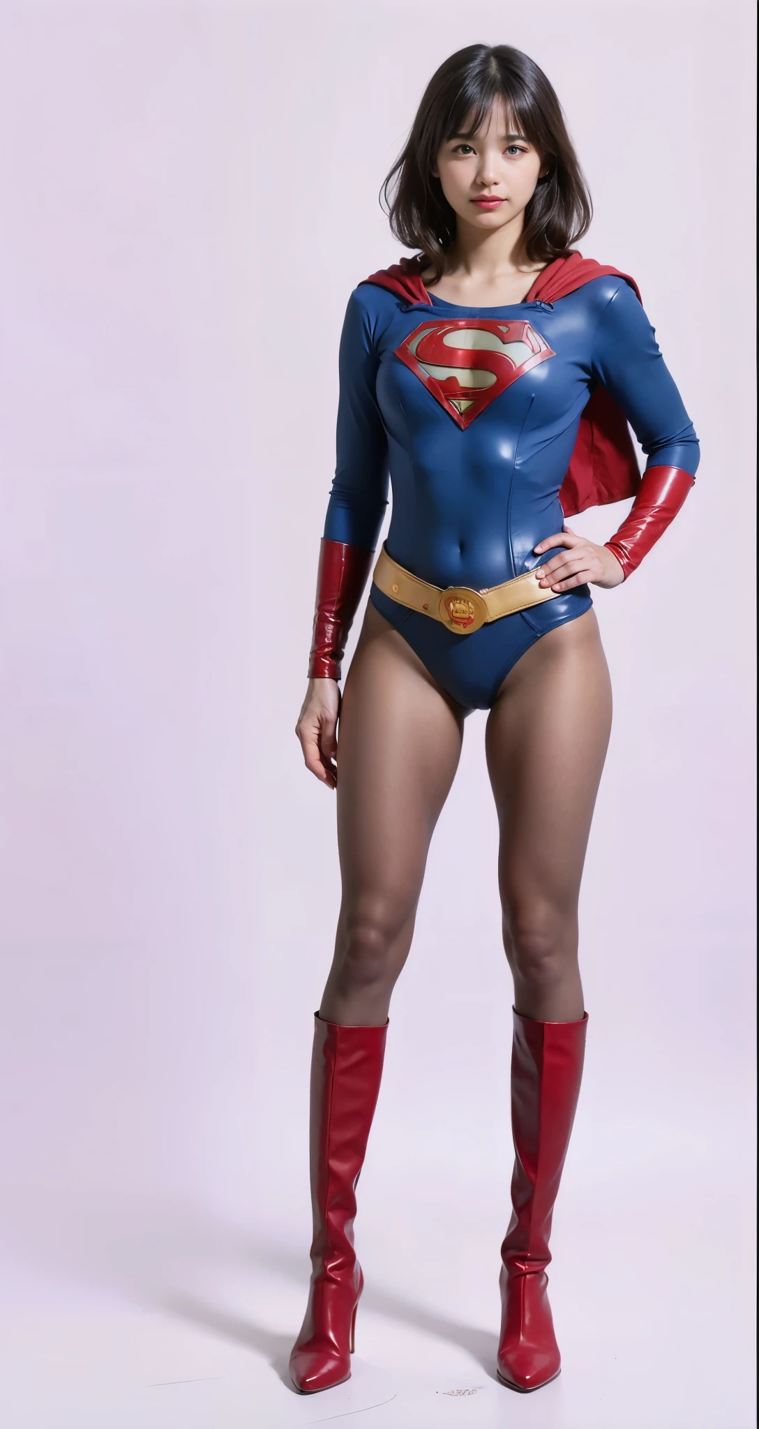 No background、(((Beautiful legs in black tights.)))、(((Legally express the beauty of your smile)))、((((Make the most of your original images)))、(((体にぴったりフィットするSupergirl Costume)))、(((Supergirl Costume)))、(((Beautiful hair with twin tails)))、(((suffering)))、(((Please wear black tights....、Wear red boots)))、((Best image quality、8k))、((Highest quality、8k、masterpiece:1.3))、(((Preserve background )))、Sharp focus:1.2、Beautiful woman with perfect figure:1.4、Slim Abs:1.2、Wet body:1.5、Highly detailed face and skin texture、8k