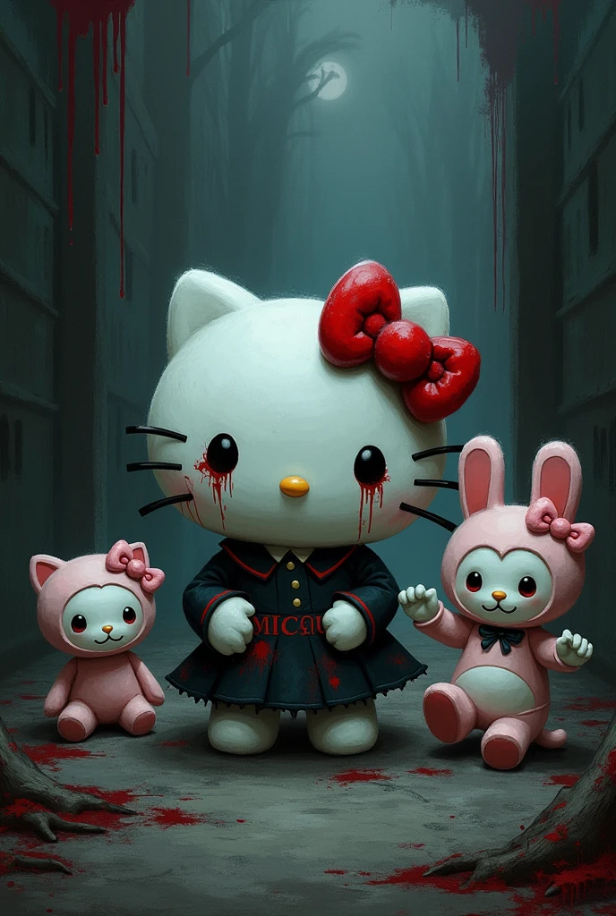 Sanrio characters in the style of creepygals
