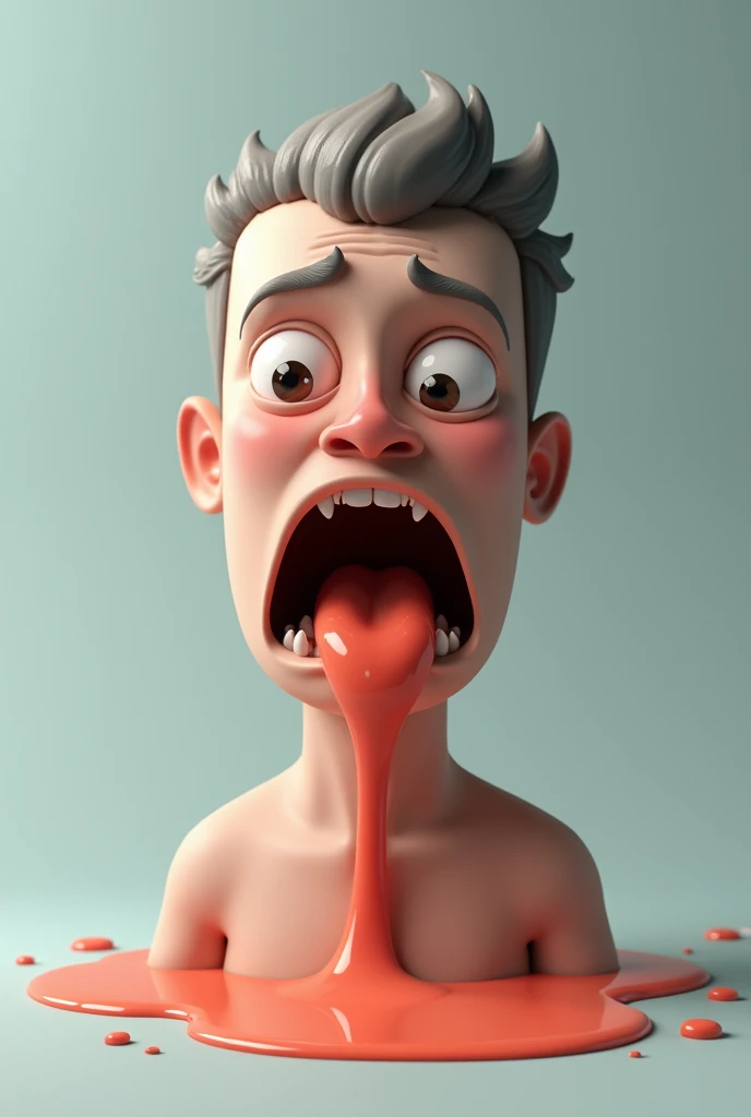 Please create an image of a person with sialorrhea which is a condition in which there is excessive production of saliva in the mouth, Please make salivation more evident on the outside. 
