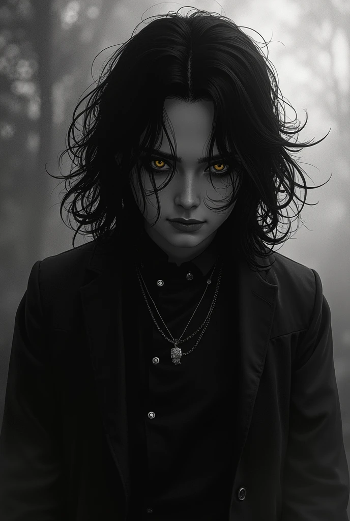 create an image of tanjiro from kimetsu no yaiba in dark fantasy with old resolution of a black and white horror movie