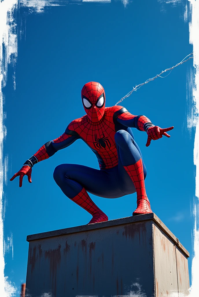 spider-man on the blue background with white stroke around