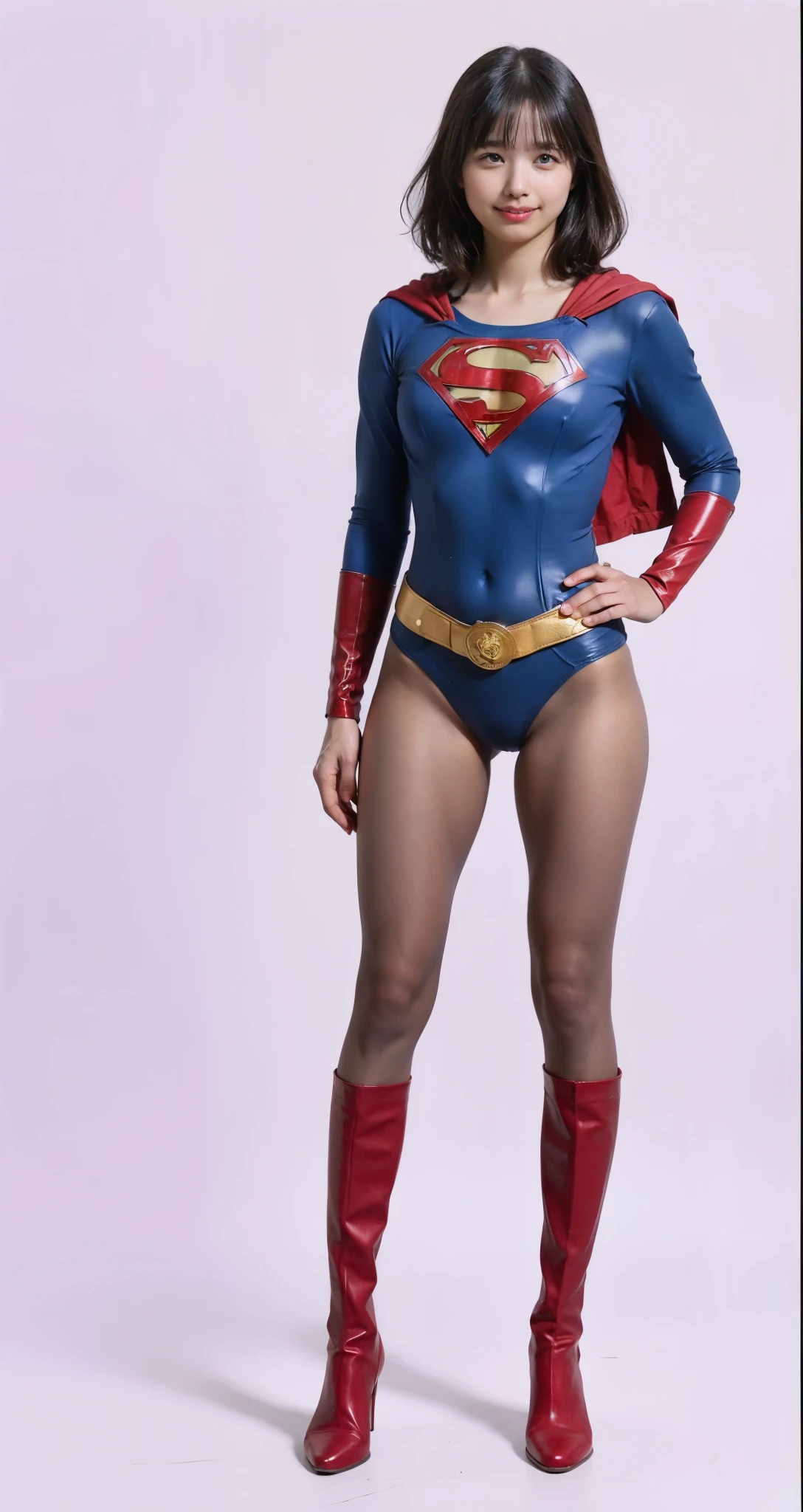 No background、(((Beautiful legs in black tights.)))、(((Legally express the beauty of your smile)))、((((Make the most of your original images)))、(((体にぴったりフィットするSupergirl Costume)))、(((Supergirl Costume)))、(((Beautiful hair with twin tails)))、(((suffering)))、(((Please wear black tights....、Wear red boots)))、((Best image quality、8k))、((Highest quality、8k、masterpiece:1.3))、(((Preserve background )))、Sharp focus:1.2、Beautiful woman with perfect figure:1.4、Slim Abs:1.2、Wet body:1.5、Highly detailed face and skin texture、8k