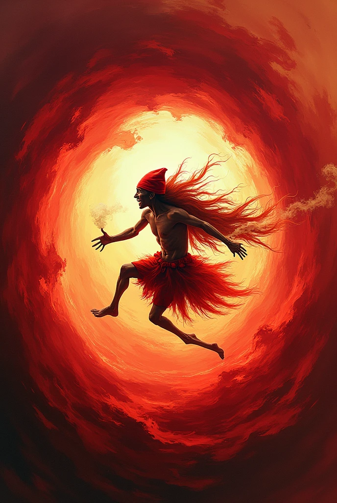 Saci inside a red whirlwind
