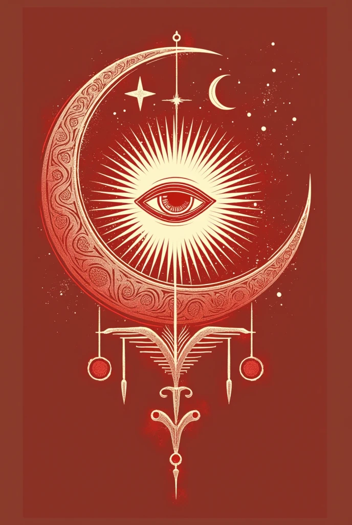 Logo, that inspires wisdom, denied and red, with an eye of enlightenment, with a moon in the background
