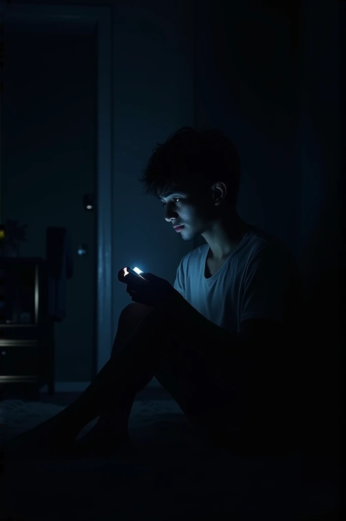 Dark room with soft light from a cell phone: