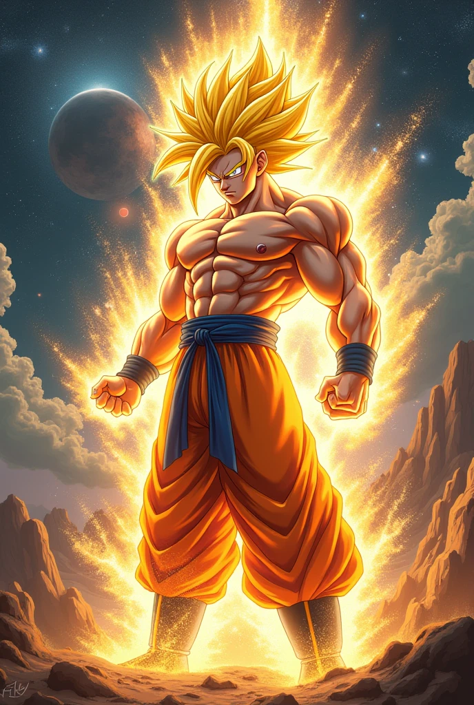 Draw a Goku in infinite supersaiyan