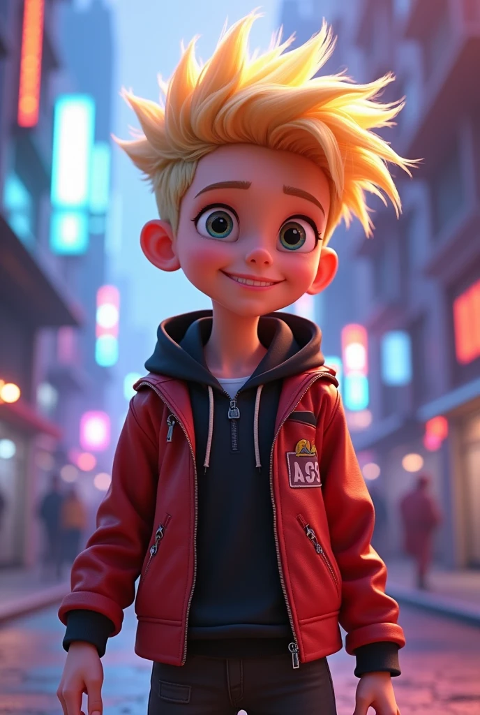create an animation of a boy that looks like FERXXO but with blonde hair