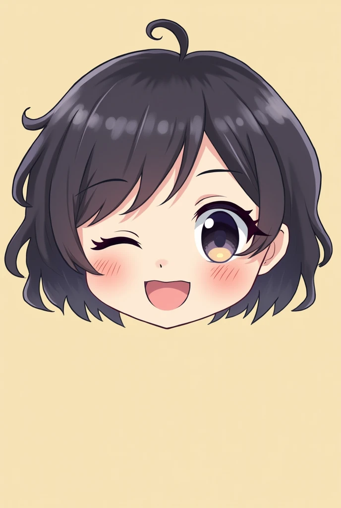 A girl with short hair,Single eyelid,Small eyes,The tail of the eye is slightly upward,Round Face,Small and three-dimensional mouth,The bridge of the nose is a bit collapsed,Wide nose,With a smile on the corners of his mouth,Soft face,Lively。cute,Cartoon