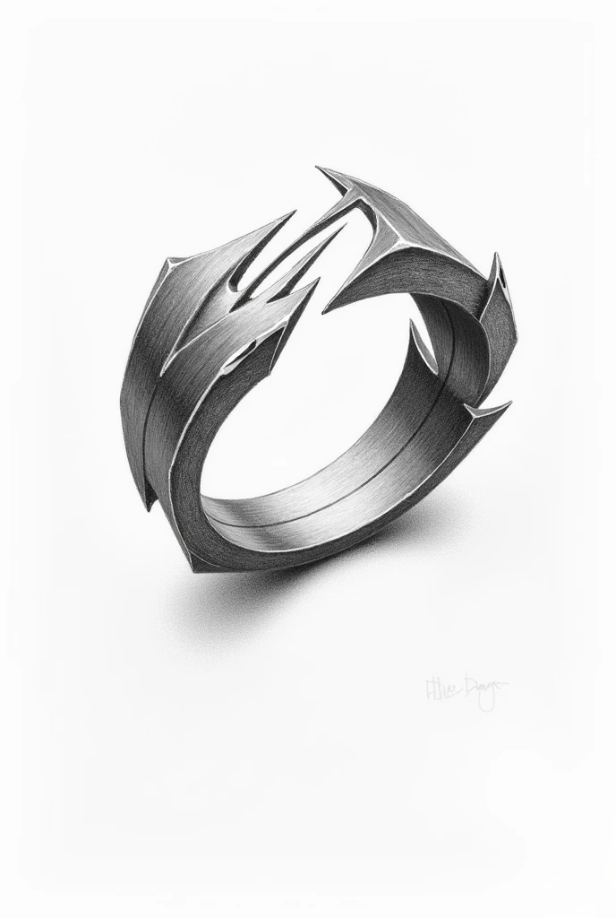 Generate a pencil sketch of a ring made out of a sword