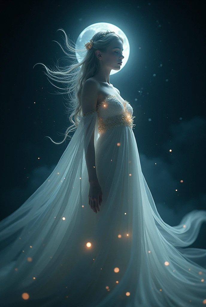Image of a new moon、Beautiful Goddess、Looks about 