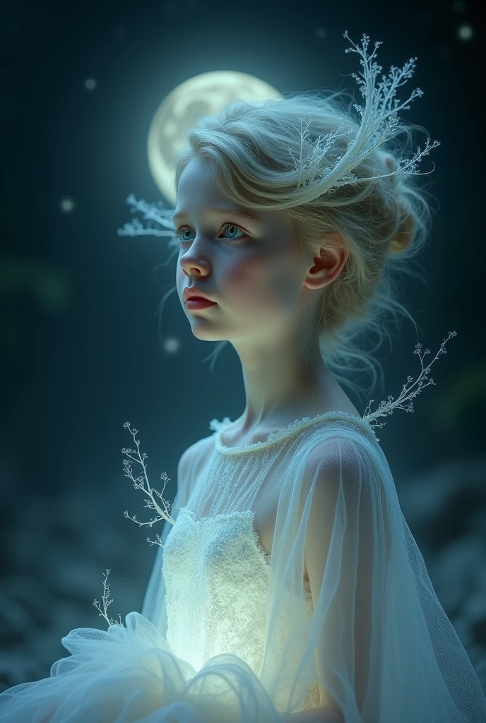 Image of a new moon、Beautiful Goddess、Looks about