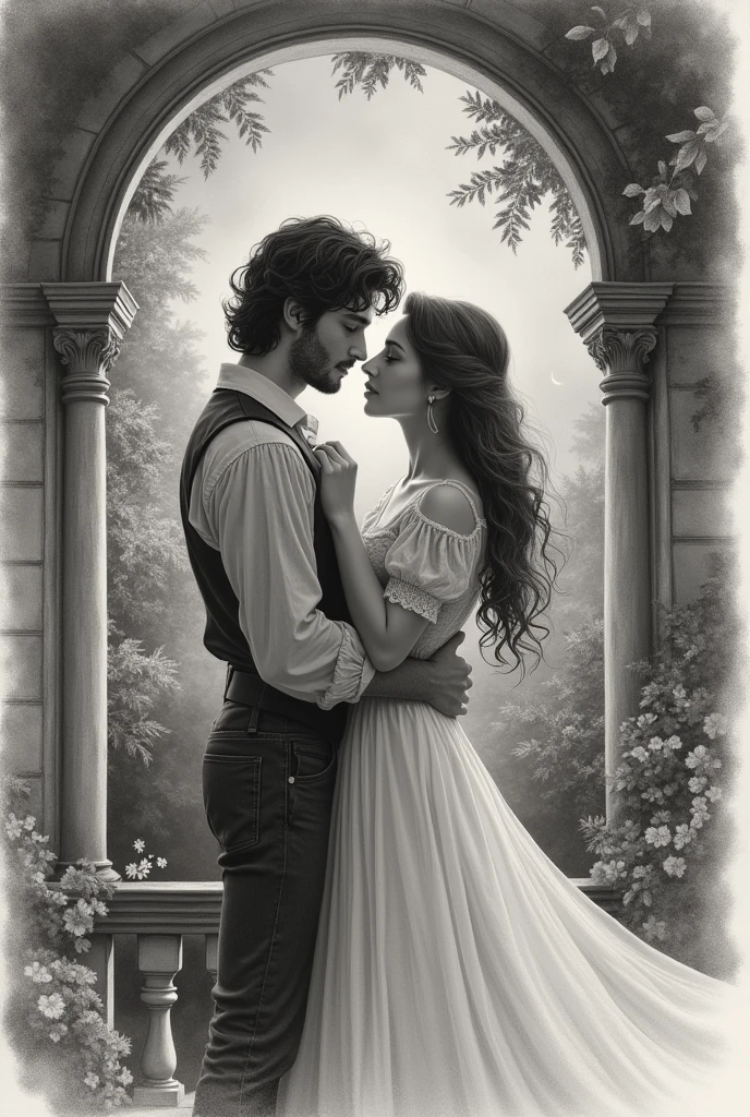 Sweet Romeo Juliet in drawing