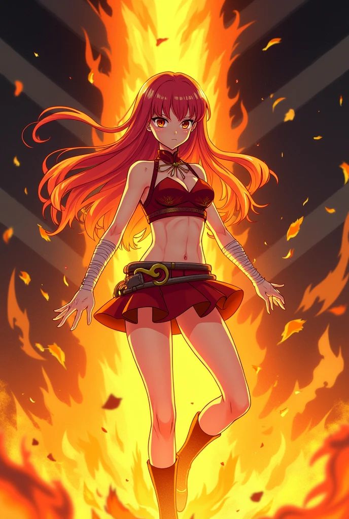 BREAK Perfect Anatomy、(High resolution:1.2)、Incredible illustrations、(Cute illustrations:1.2)、(nsfw) (Beautiful background(erupting volcano, flowing lava)) creature and personification(dragon girl)1 girl(Red hair, long curly hair, red eyes,tattoos,sweat:2.5 ,tan skin:1.5)(cloth bikini)(glare, hostility)