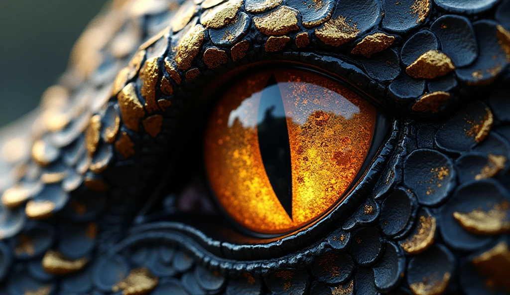 Close-up of a magic snake's eye, one of dark scales with burnt gold, this in manga style, drawn in manga style, in manhwa style, Close-up of the eye of a magical scaly snake, drawing, escama al estilo drawing de scketch, black scales with gold, black scales with gold, eye of a dragon, eye of a dragon.