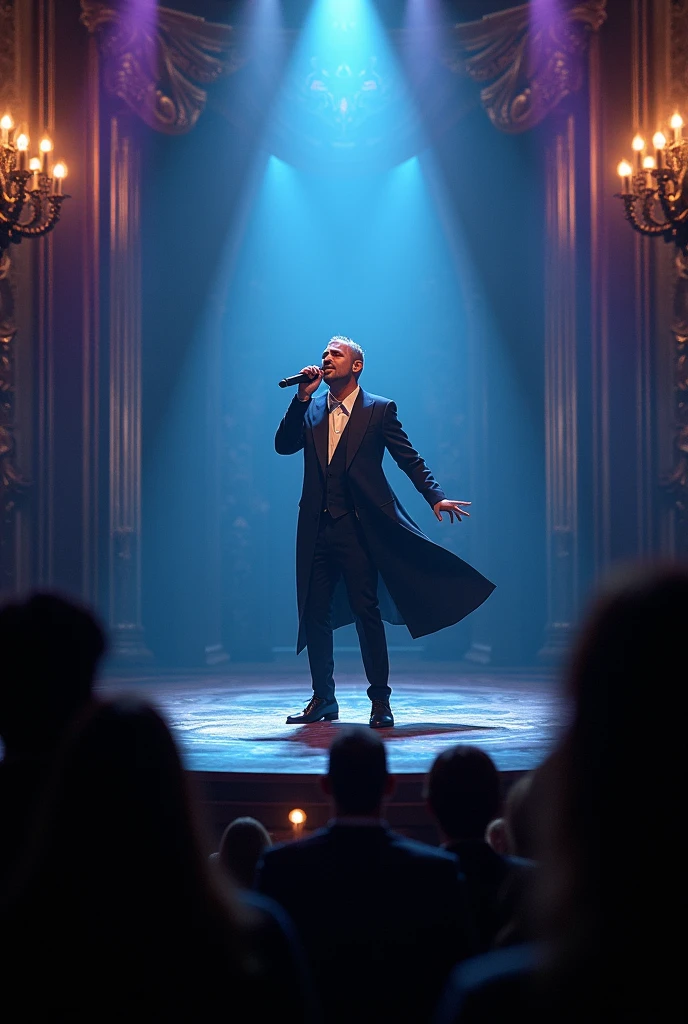 Un artiste sur le paudium entrain de chanter 