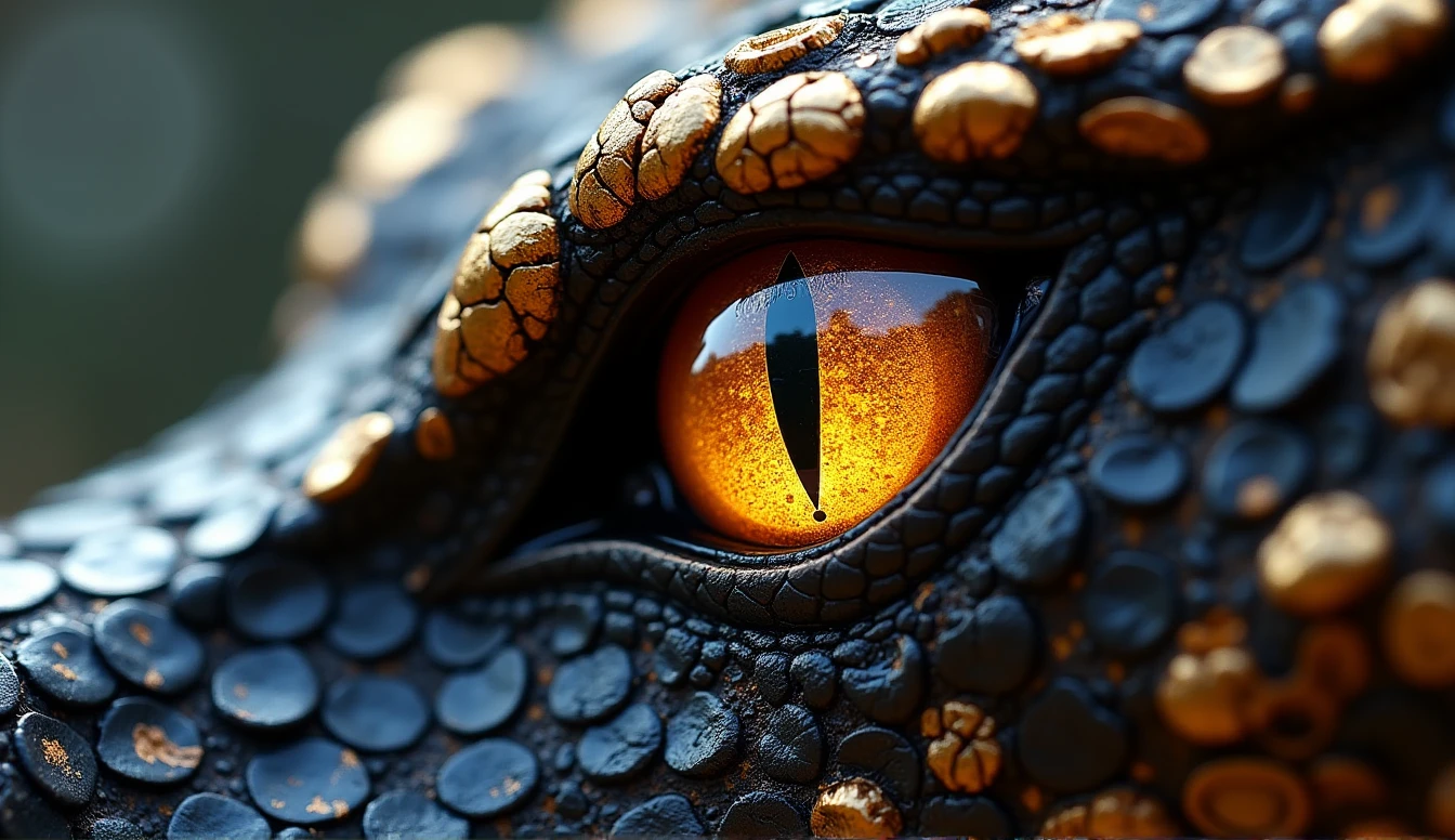 Close-up of a magic snake&#39;s eye, one of dark scales with burnt gold, this in manga style, drawn in manga style, in manhwa style, Close-up of the eye of a magical scaly snake, drawing, escama al estilo drawing de scketch, black scales with gold, black scales with gold, eye of a dragon, eye of a dragon. ash gold color, dark place, dark place, low light, magic castle, Dragon Eye ash gold color, lugar con low light, an environment without light, un dark place por total.. iris with great detail, well drawn eye, eye that looks drawn, Dragon Eye, environment without any light, dark environment