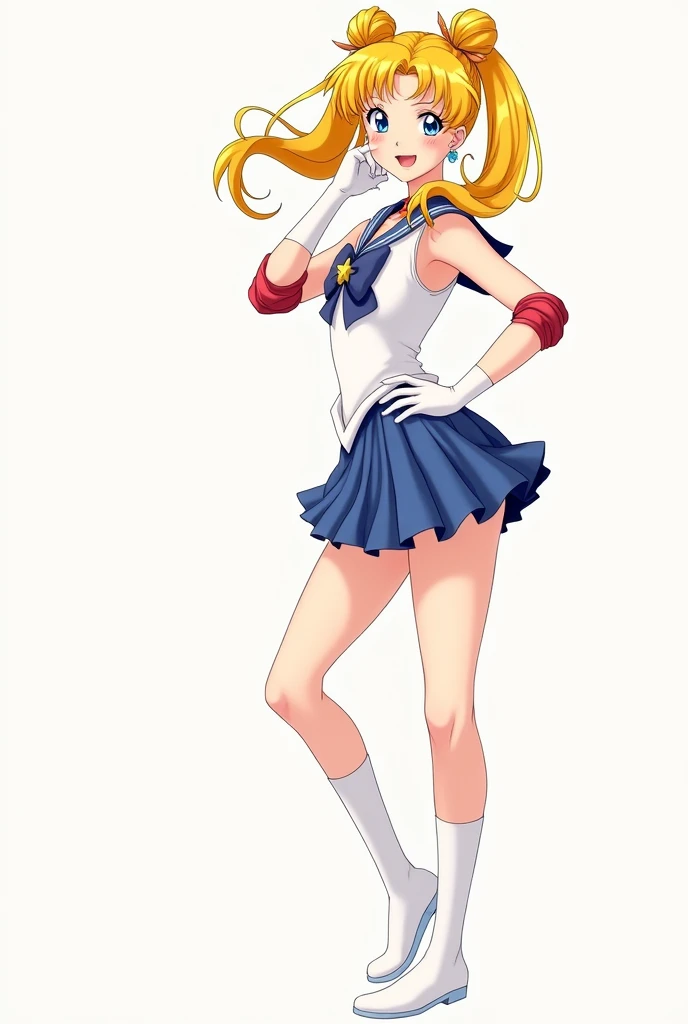 Minako Aino In Tight Mini Shorts And Calf-Length Socks Smiling Flirtatiously And Winking