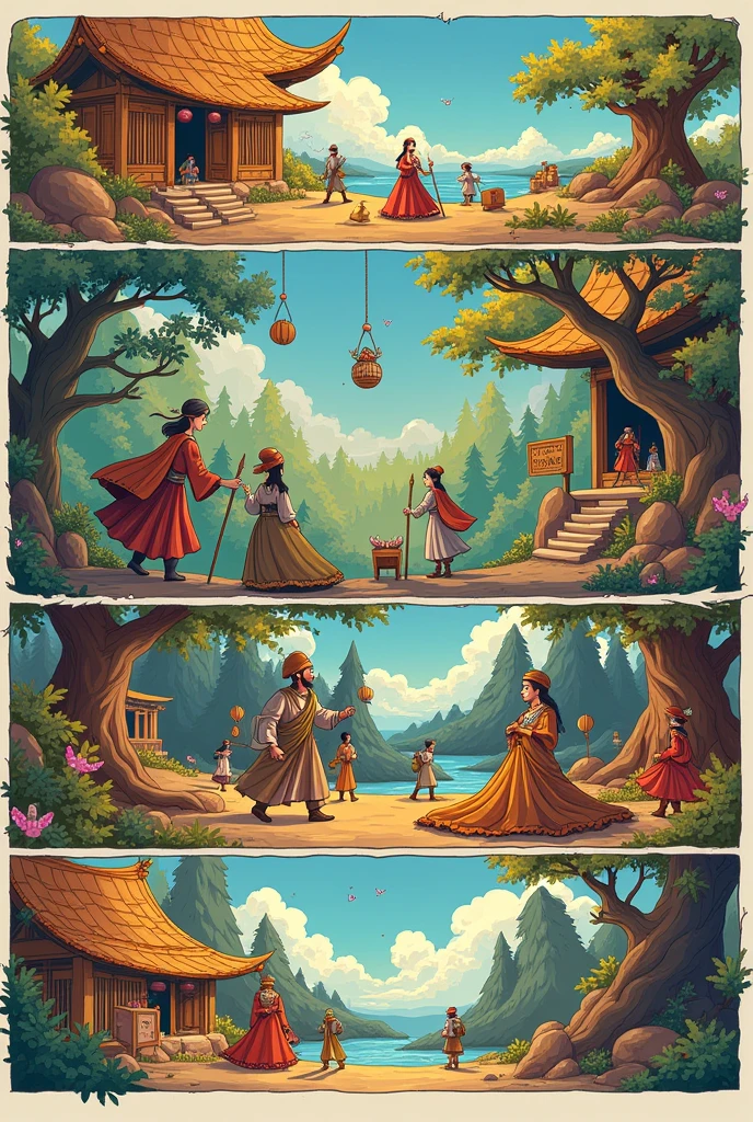 Storyboard of the development of integrated puzzle strip stoey media on folklore material