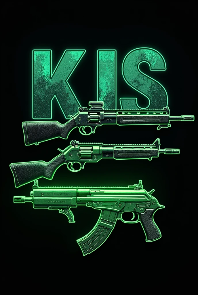A weapons background with a text that says "KJS" and below that text another one that says "Check it out" in strong neon green