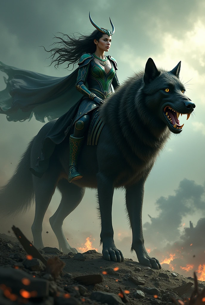 hela ragnarok riding fenrir 